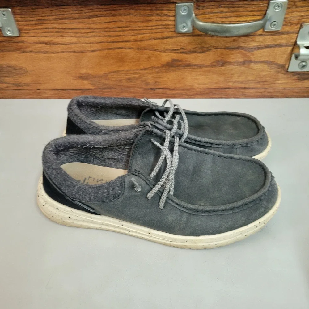 Hey‎ Dude Wally Shade Mens Grey Charcoal Slip On Loafers Size 8 121883246